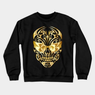 Ornate Golden Skull With Sunglasses Crewneck Sweatshirt